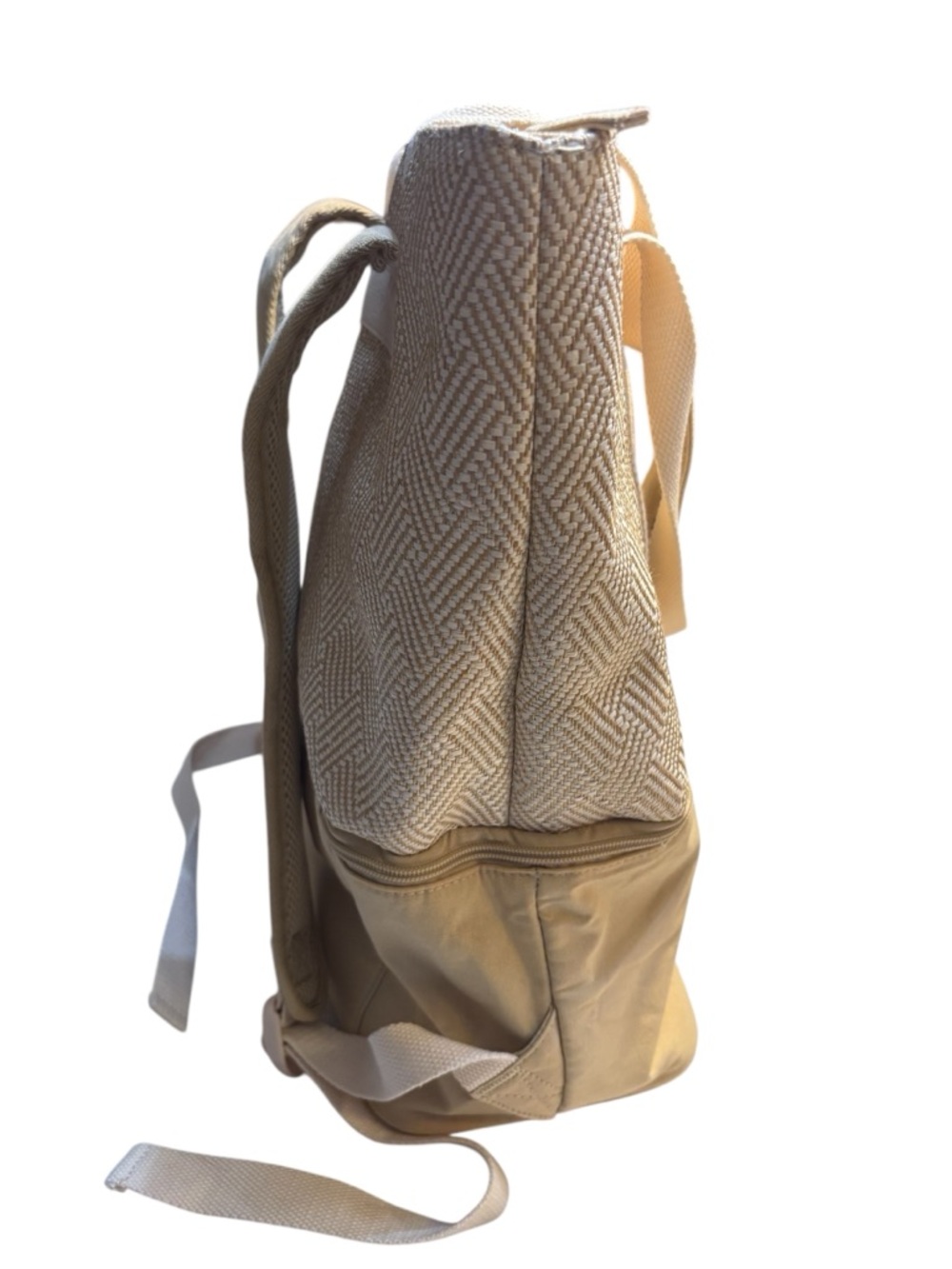 Sale! NWT Roxy Beach Tote Backpack Cooler base Beige & Cream Woven Two-Tone Zip - Picture 4 of 14